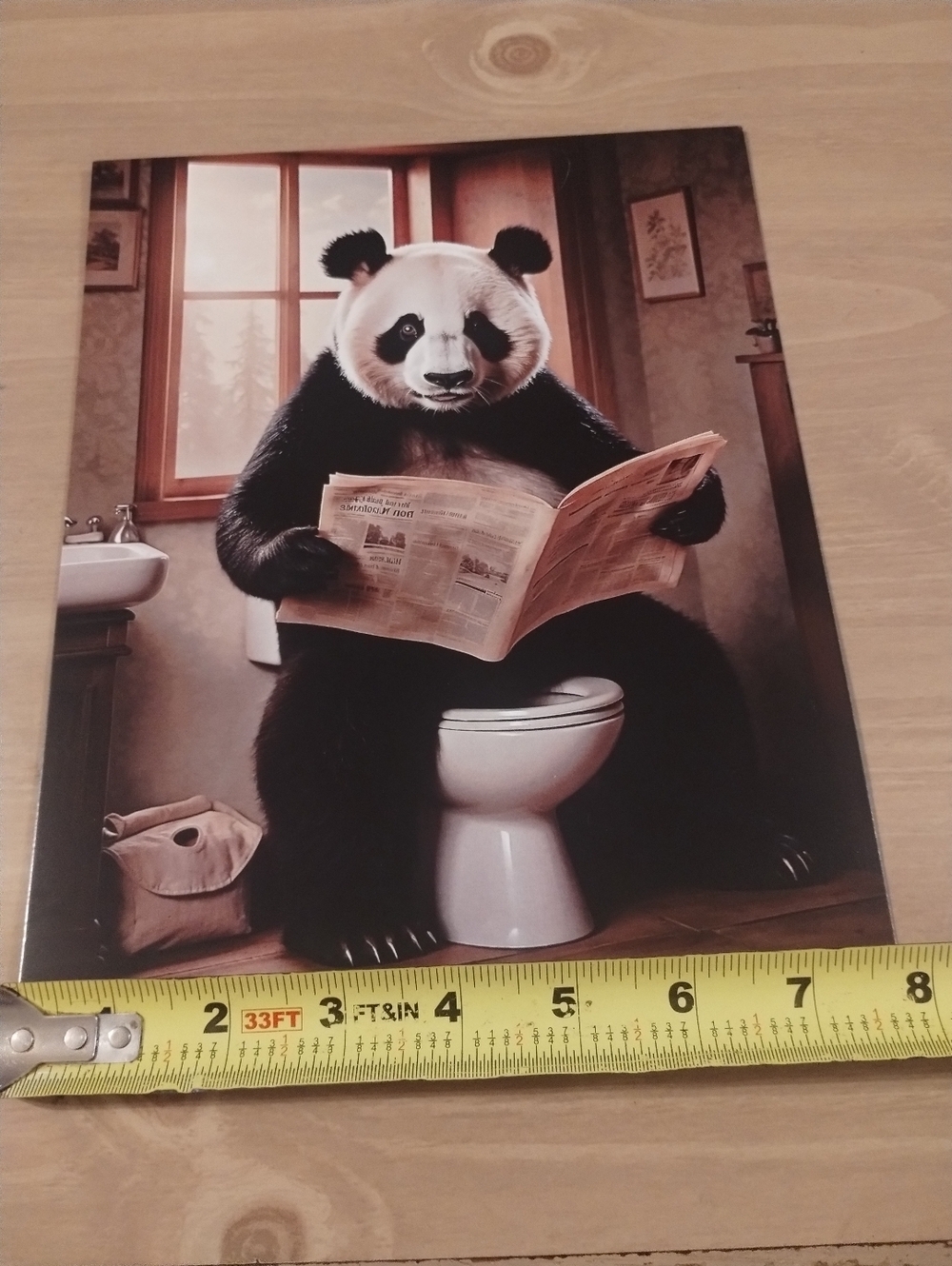 Funny Panda Bathroom Wall Art Print 8x10 Animal Humor Decor Gag Gift